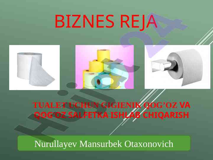 Tualet qog'oz va qog'oz salfetka ishlab chiqarish