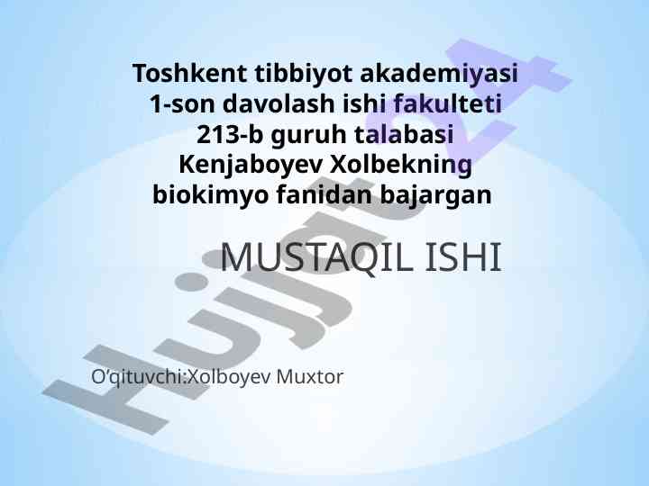 Klinik ahamiyat va biokimyoviy asoslar tahlili