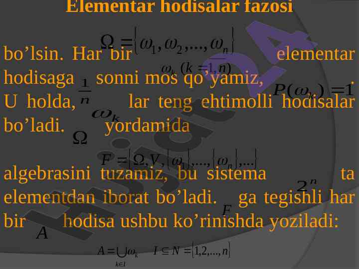 Ehtimollar nazaryasi va elementar hodisalar