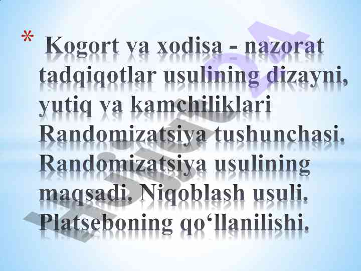 Kogort va hodisa nazorat tadqiqotlari usuli