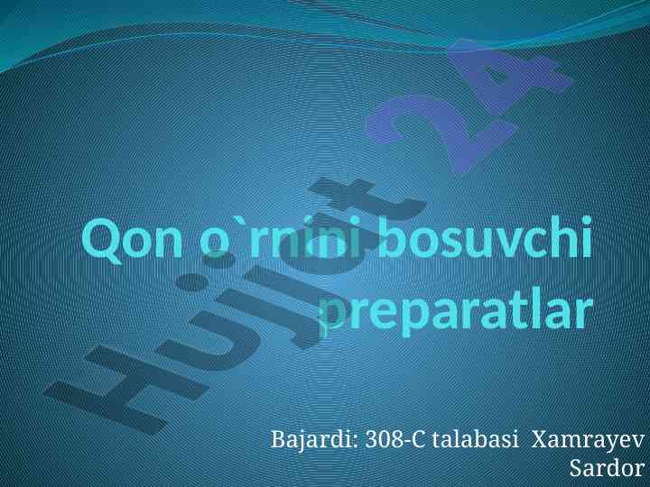 Qon o'rnini bosuvchi preparatlar haqida ma'lumotlar