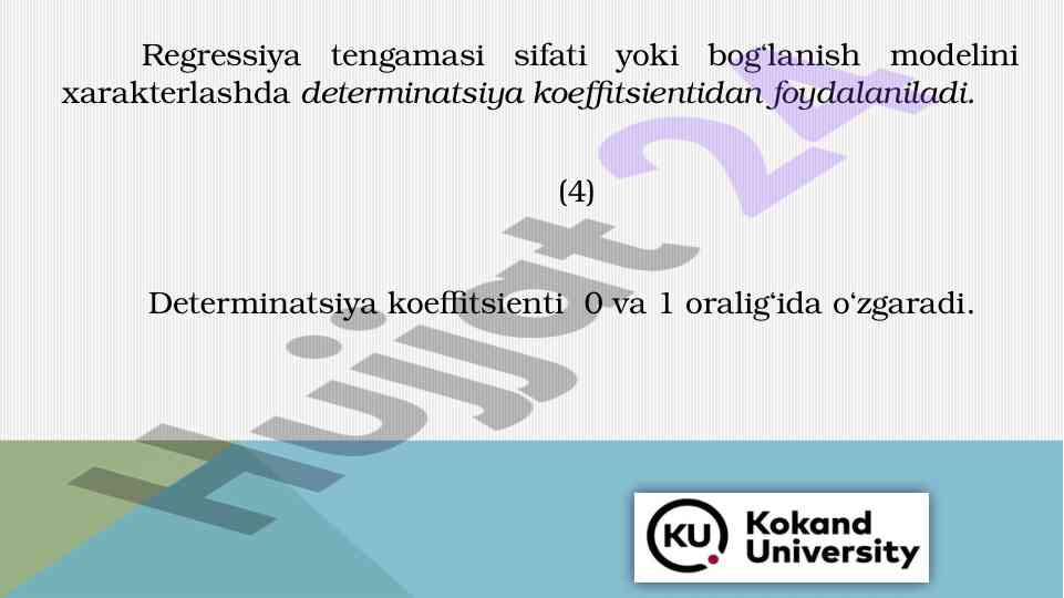 Determinatsiya koeffitsienti va approksimatsiya xatosi