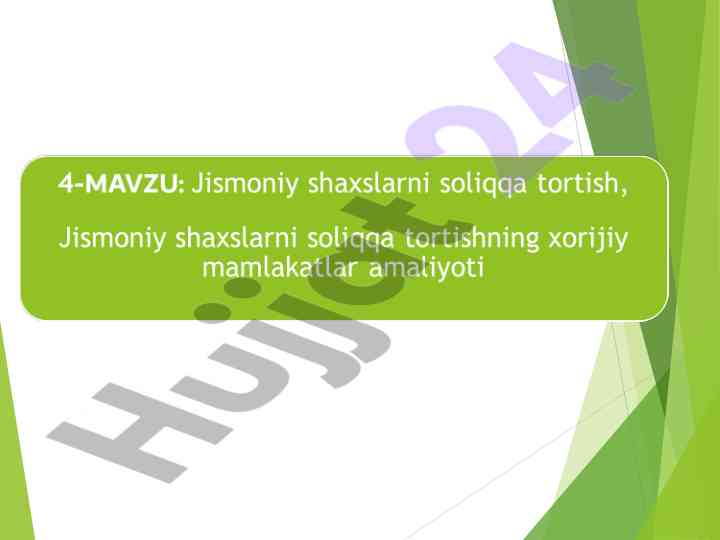 Jismoniy shaxslarning daromad solig‘i stavkalari