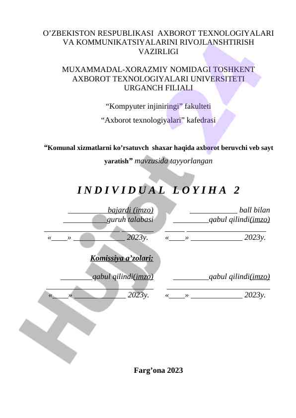 Axborot texnologiyalari veb sayti yaratish loyihasi