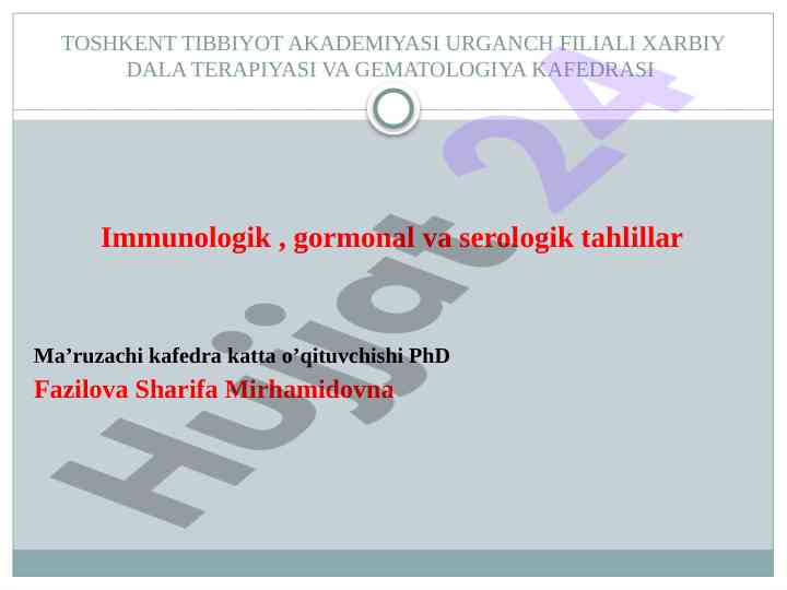 Immunologik tahlillar va ularning afzalliklari