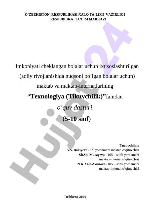 Imkoniyati cheklangan bolalar uchun texnologiya o‘quv dasturi