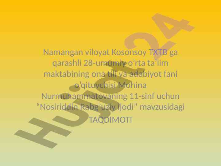 Nosiriddin rabg’uziy ijodi mavzusidagi taqdimot
