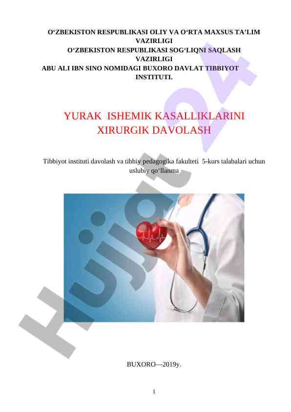 Yurak ishemik kasalliklarini xirurgik davolash