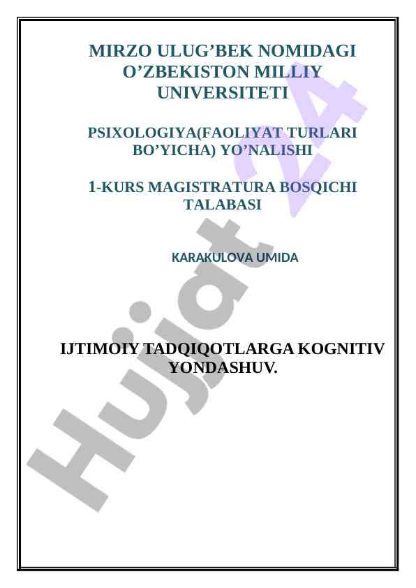 Kognitiv yondashuvlar ijtimoiy tadqiqotlarda