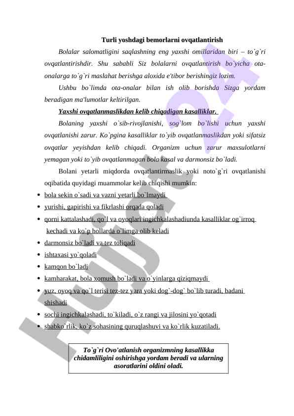 Bolalarni Ovqatlantirish Shartlari Va Maslahatlari