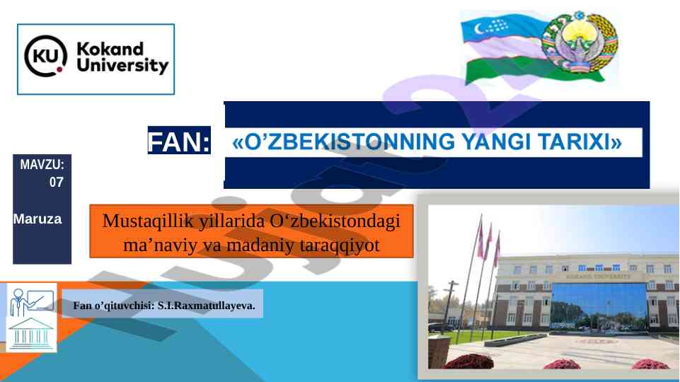 O‘zbekistondagi ma’naviy va madaniy taraqqiyot