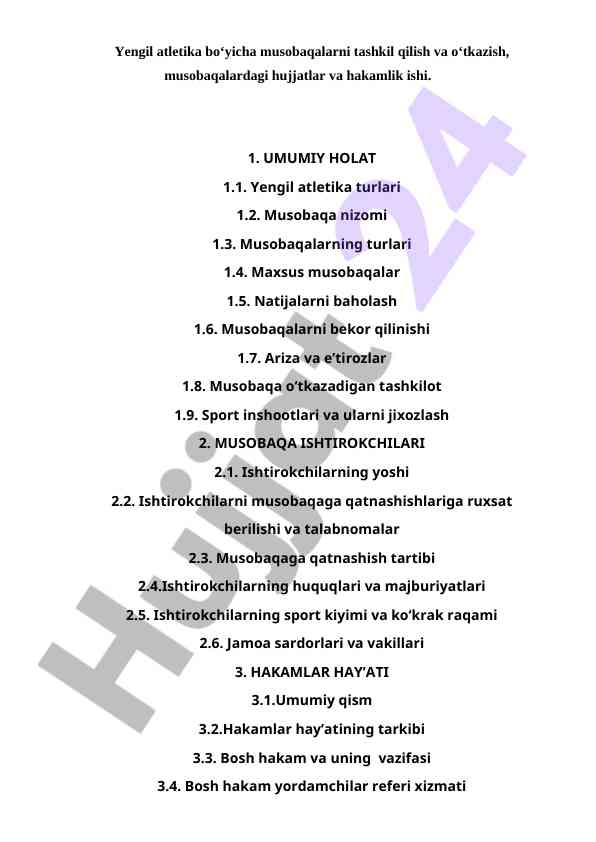 Yengil Atletika Musobaqalarini Tashkil Qilish