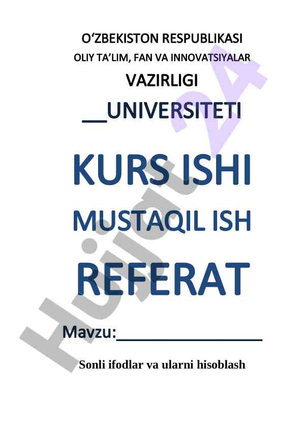 Sonli Ifodalar Va Ularni Hisoblash