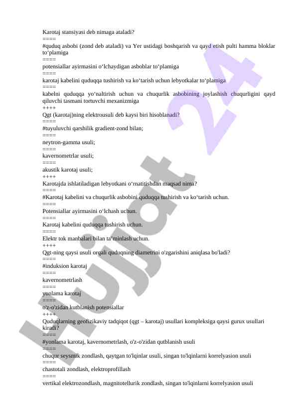 Karotaj usullari va quduq monitoring