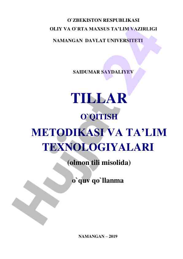 Chet til o‘rganish metodikasi: olmon tili misolida