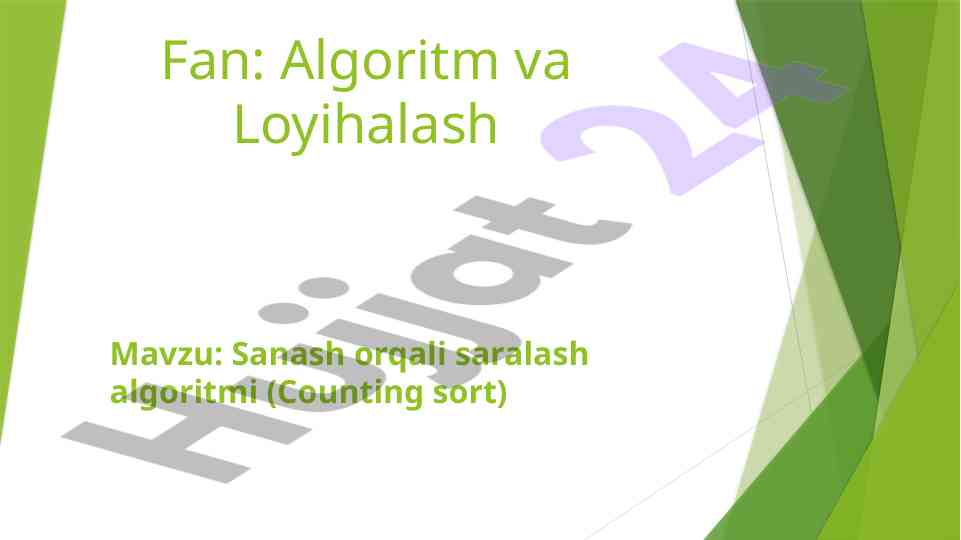 Sanash orqali saralash algoritmi tushuntirishi