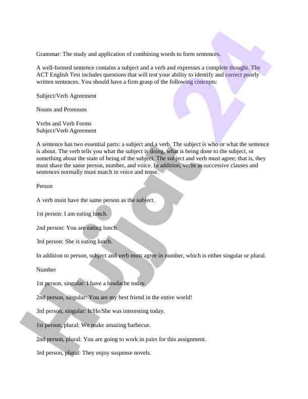Grammar: sentence structure and agreement