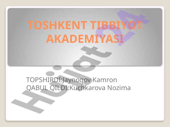 Ma’lumotlar omborini boshqarish tizimlari taqdimoti