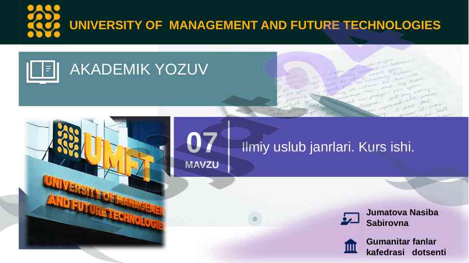 Ilmiy uslub janrlari kurs ishini yozish tartibi