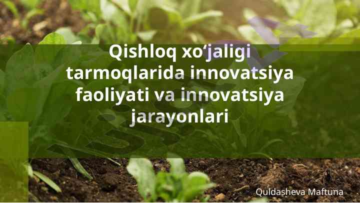 Qishloq xo‘jaligida innovatsiya faoliyati tahlili