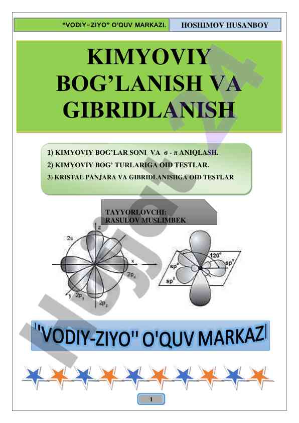 Kimyoviy bog'lanish testlari va jadvali