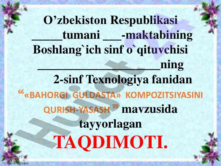 Bahorgi guldasta kompozitsiyasini qurish-yasash