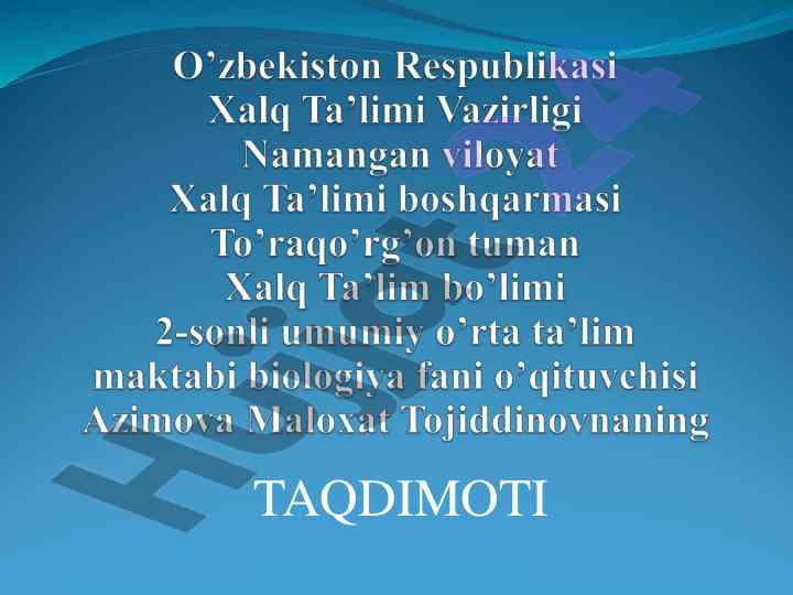 Biologiya darslarida o‘quvchilarning qobiliyatini rivojlantirish