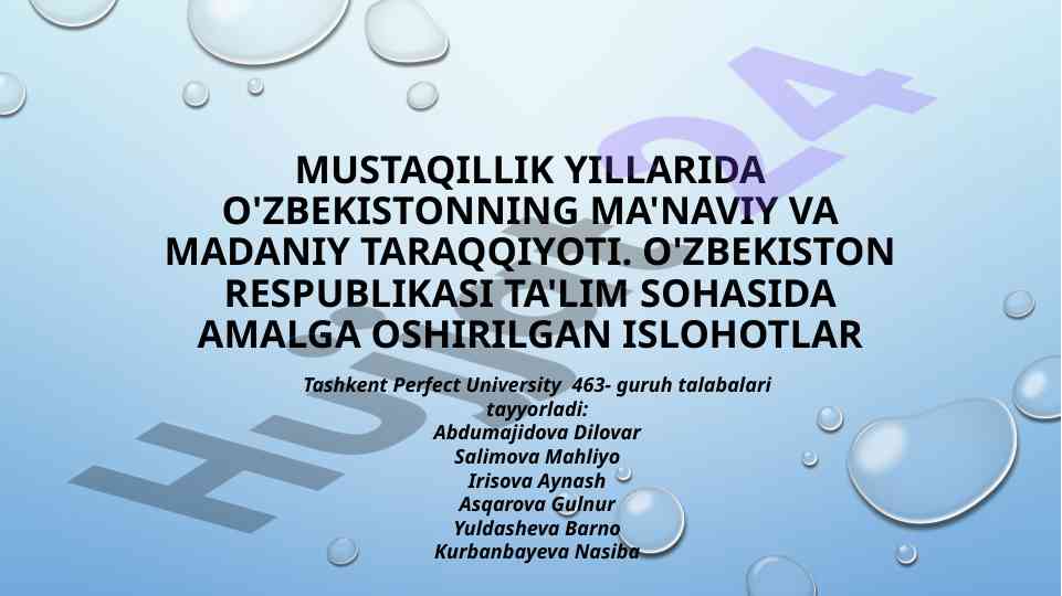 Mustaqillik yillarida o'zbekistonning madaniy taraqqiyoti