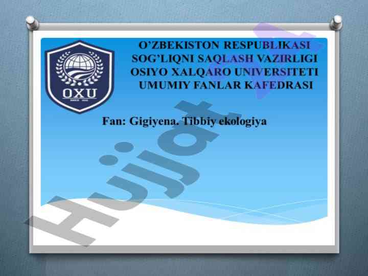 Ovqatdan zaharlanishlar va ularning profilaktikasi