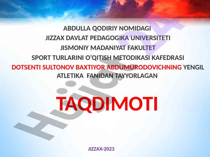 Yengil atletika mashg‘ulotlarini o‘tqazish metodikasi