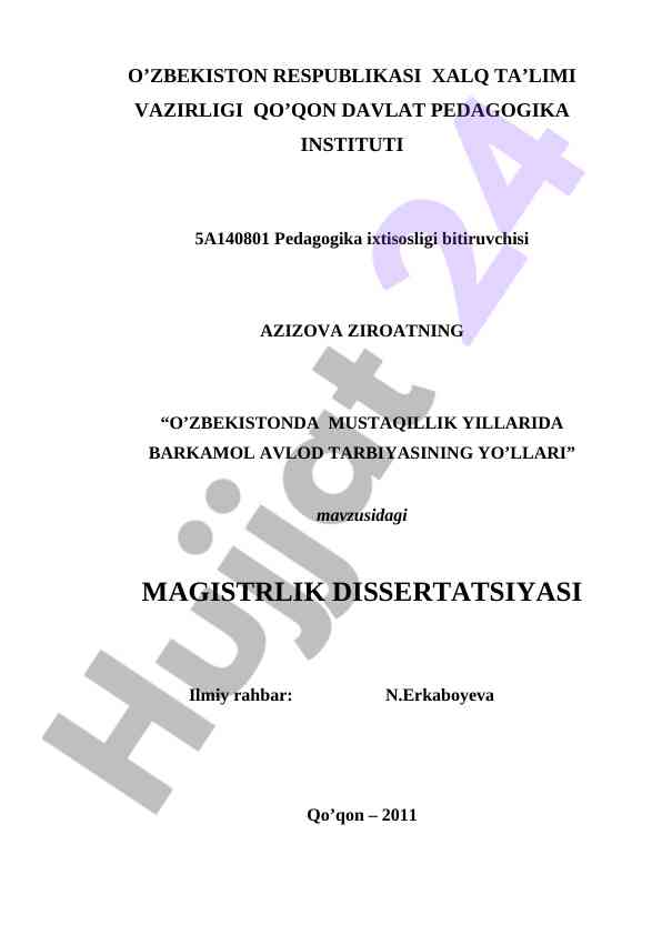 O‘zbekiston mustaqillik yillarida barkamol avlod tarbiyasi