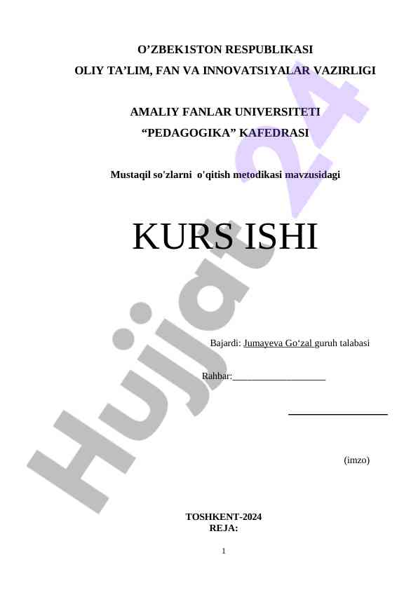 Mustaqil so'zlarni o'qitish metodikasi mavzusi