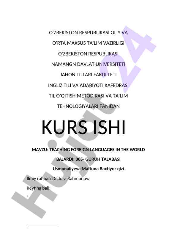 Teaching foreign languages in the world kurs ishida