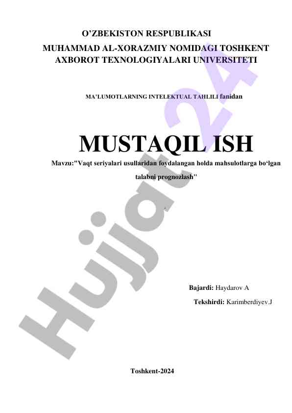 Mahsulotlarga talabni prognozlash usullari