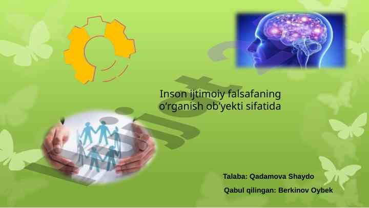 Ijtimoiy falsafada insonni o'rganish asoslari