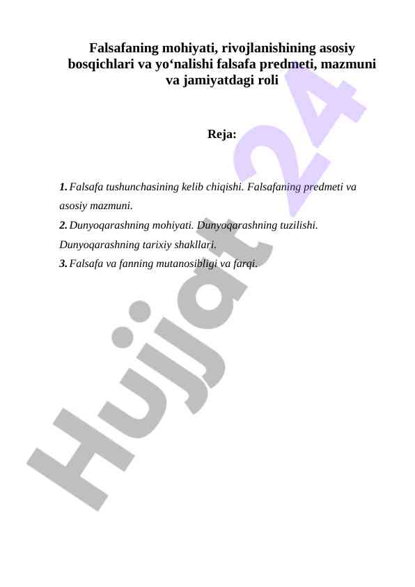 Falsafaning mohiyati va rivojlanish bosqichlari