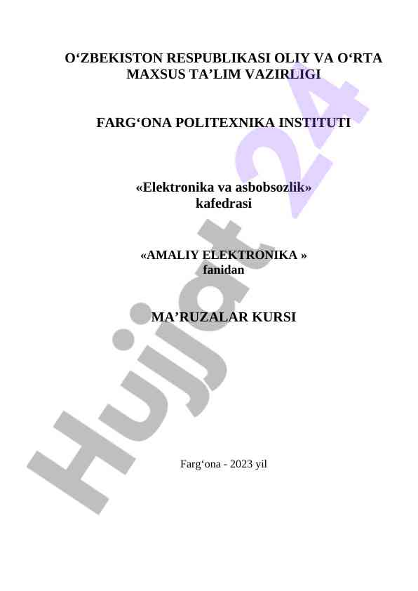 Amaliy elektronika ma'ruzalar kursi farg‘ona 2023
