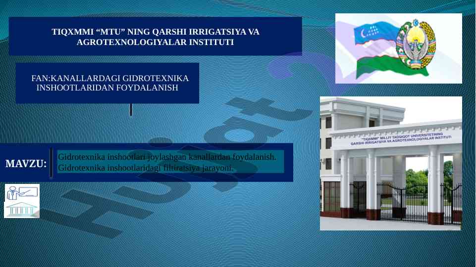 Gidrotexnika inshootlari va filtiratsiya jarayoni