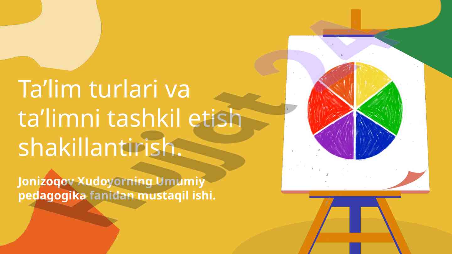 Ta'lim turlari va tashkil etish shakllari
