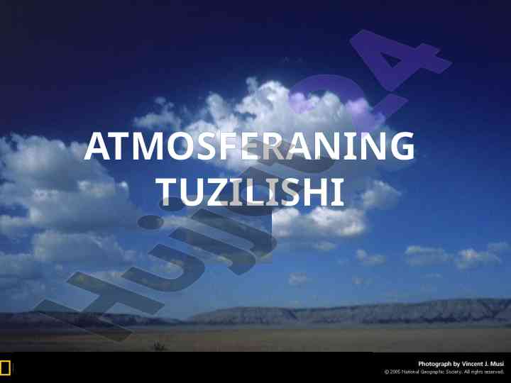 Atmosferaning tuzilishi va troposfera tahlili