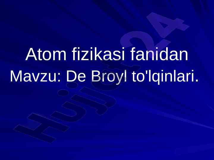 De broyl to'lqinlari haqida maqola