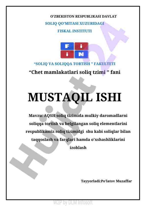 Aqsh soliq tizimi va mulkiy daromadlar