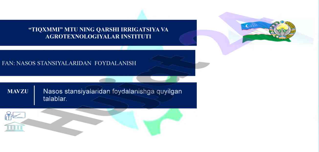 Nasos stansiyalaridan foydalanish tizimi