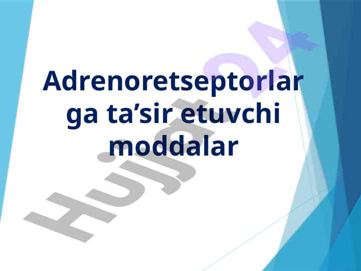 Adrenoretseptorlarga ta'sir etuvchi moddalar tahlili