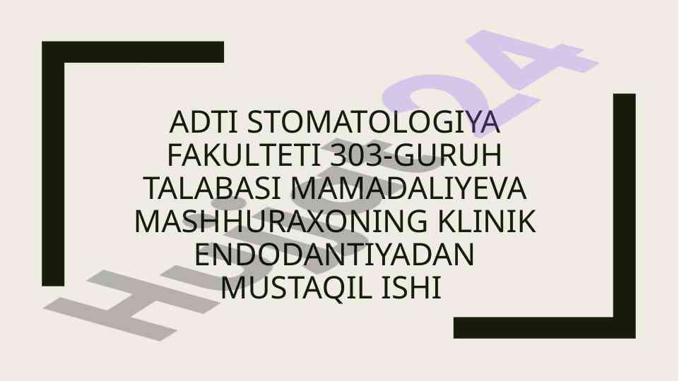 Ildiz kanalini aniqlash usullari bo'yicha mustaqil ish