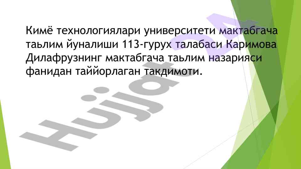 Taqdimot: o‘zbekiston respublikasida bog‘chalar tarixi