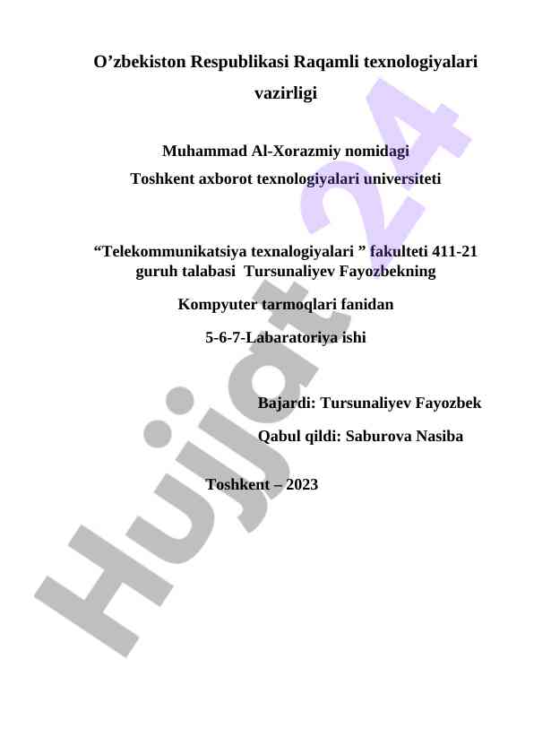 Kompyuter tarmoqlari laboratoriya ishlari tahlili