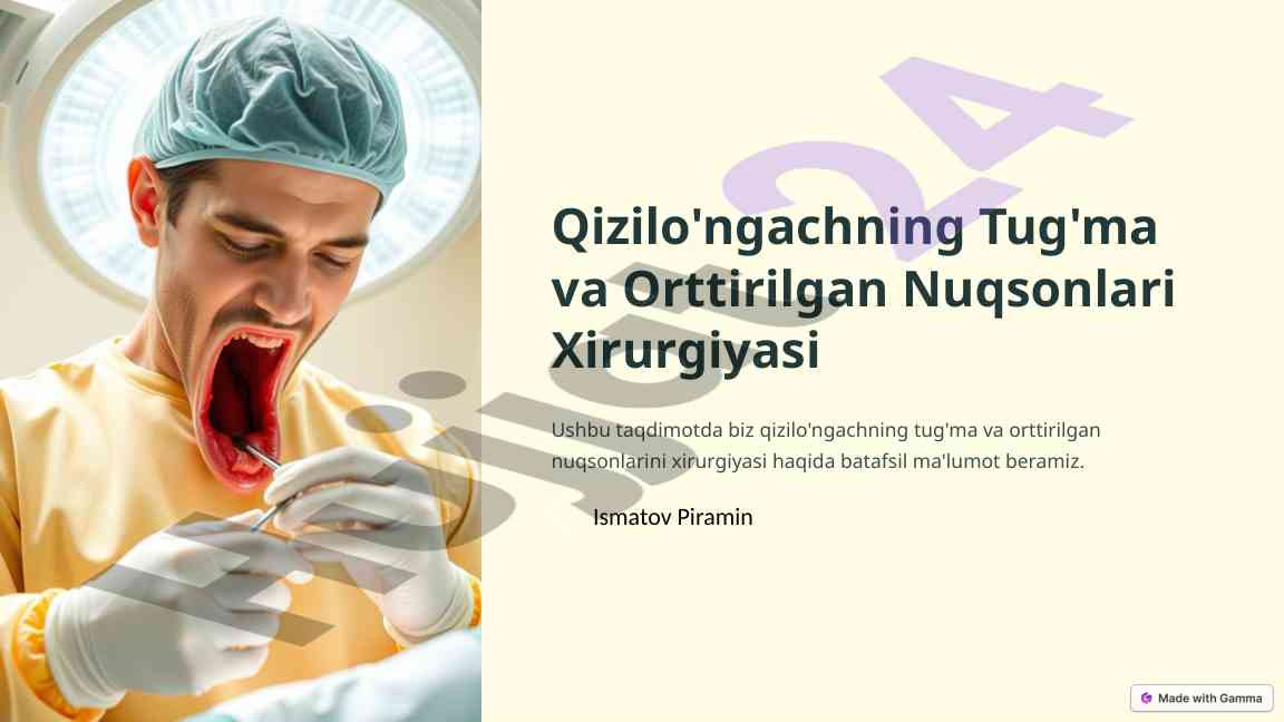 Qizilo'ngach tug'ma va orttirilgan nuqsonlari xirurgiyasi