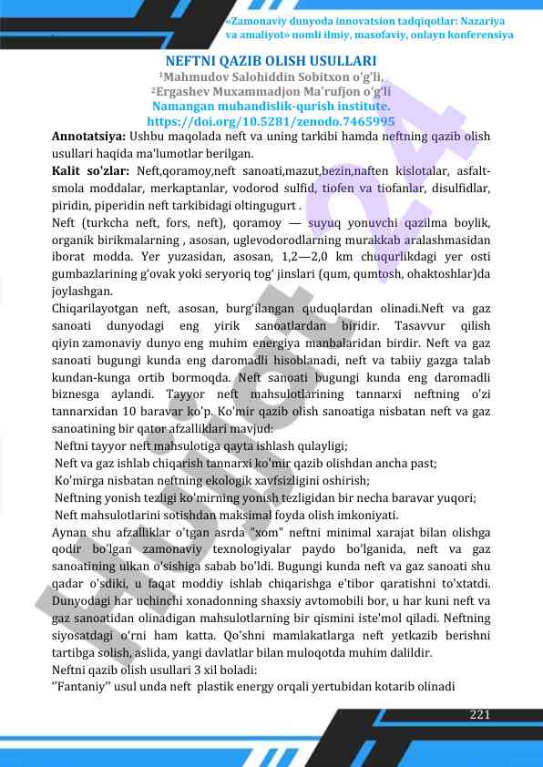 Zamonaviy dunyoda innovatsion tadqiqotlar maqolasi