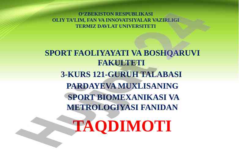 Sport biomexanikasi fanining obyekti va maqsadi
